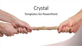  Presentation with war - Cool new PPT theme with tug of war isolated backdrop and a white colored foreground