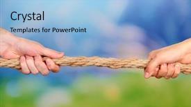  Presentation with war - Beautiful theme featuring tug of war on bright backdrop and a light blue colored foreground