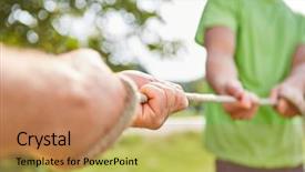  Presentation with strength - Colorful PPT theme enhanced with tug of war train backdrop and a coral colored foreground