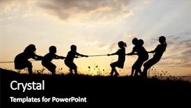  Presentation with children playing - Audience pleasing slide deck consisting of tug war pulling rope children backdrop and a black colored foreground