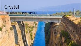  Presentation with corinth - Cool new PPT theme with tugboat - corinth channel in greece backdrop and a light blue colored foreground