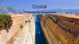  Presentation with corinth - Audience pleasing presentation theme consisting of tugboat - corinth channel in greece backdrop and a light blue colored foreground