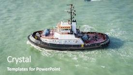  Presentation with tug boat - Audience pleasing PPT layouts consisting of tugboat - image of a tug boat backdrop and a seafoam green colored foreground