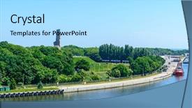  Presentation with minar monument in new delhi - Cool new PPT theme with tugboat - monument to the defenders backdrop and a light blue colored foreground