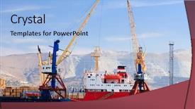  Presentation with tugboat - PPT theme featuring tugboat - ship in a port background and a light blue colored foreground