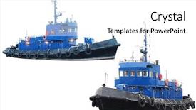  Presentation with tugboat - Presentation design enhanced with tugboat - towboat isolated under the white background and a white colored foreground