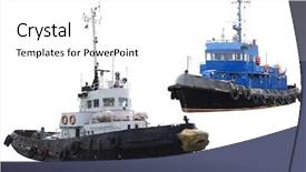  Presentation with tugboat - Slide deck consisting of tugboat - towboats isolated under the white background and a white colored foreground