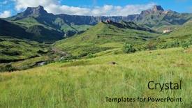  Presentation with amphitheater - Colorful presentation theme enhanced with tugela river drakensberg mountains backdrop and a gold colored foreground