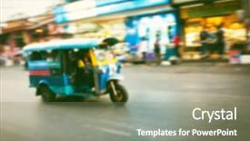  Presentation with tuk - PPT layouts having tuk tuk thai style taxi background and a gray colored foreground