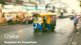  Presentation with tuk - Audience pleasing PPT theme consisting of tuk tuk thai style taxi backdrop and a gray colored foreground