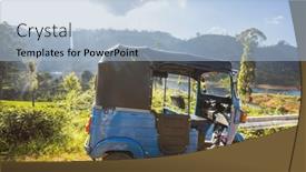  Presentation with tea plantation - Slide set featuring tuktuk-taxi-near-tea-plantation background and a light blue colored foreground