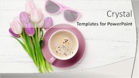  Presentation with coffee cup - Theme with tulip-flowers-and-coffee-cup background and a white colored foreground