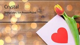  Presentation with valentines day - Colorful slide deck enhanced with tulip flowers and greeting card backdrop and a coral colored foreground