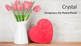  Presentation with greeting card - PPT layouts with tulip flowers bouquet in pitcher background and a light gray colored foreground