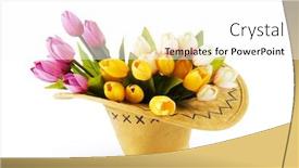  Presentation with cowboy hat - Audience pleasing presentation consisting of tulips and cowboy hat isolated on white backdrop and a white colored foreground