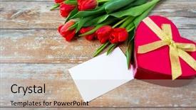  Presentation with heart flowers - Presentation design consisting of tulips blank letter and heart background and a mint green colored foreground