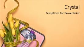  Presentation with planning - Audience pleasing presentation consisting of measuring tape on yellow background backdrop and a light gray colored foreground