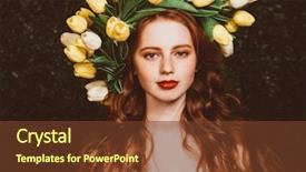  Presentation with beauty cosmetics - Presentation consisting of tulips on her head background and a tawny brown colored foreground