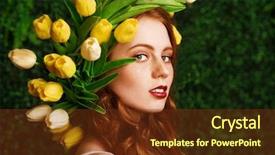  Presentation with cosmetics beauty - Cool new presentation theme with tulips on her head backdrop and a tawny brown colored foreground