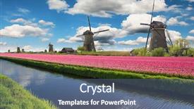  Presentation with sugarcane fields mountains landscape nature - Cool new PPT theme with tulips windmill - blossoming tulip fields backdrop and a ocean colored foreground