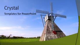  Presentation with small wind energy - Beautiful presentation theme featuring tulips windmill - old wind mill backdrop and a light blue colored foreground