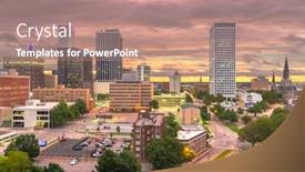  Presentation with oklahoma - PPT theme with tulsa-oklahoma-usa-downtown-city background and a coral colored foreground