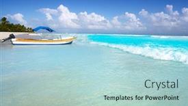  Presentation with turquoise beach - PPT theme enhanced with tulum-caribbean-turquoise-beach background and a mint green colored foreground