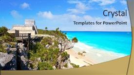  Presentation with maya - PPT layouts enhanced with tulum mayan city ruins background and a light blue colored foreground