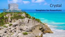  Presentation with mexico city - PPT theme consisting of tulum mayan city ruins background and a light blue colored foreground