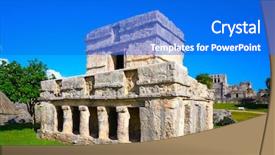  Presentation with maya - Audience pleasing slide set consisting of tulum mayan city ruins backdrop and a cobalt blue colored foreground
