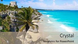  Presentation with mexico city - Colorful slide set enhanced with tulum mayan city ruins backdrop and a coral colored foreground