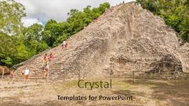  Presentation with maya - Colorful presentation theme enhanced with tulum-yucatan-peninsula-mexico-october backdrop and a coral colored foreground