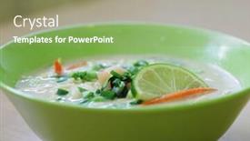  Presentation with thai food - Colorful presentation design enhanced with tum-kha-kai-thai-food backdrop and a coral colored foreground