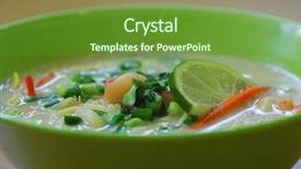  Presentation with thai food - Slide deck with tum kha kai thai food background and a tawny brown colored foreground