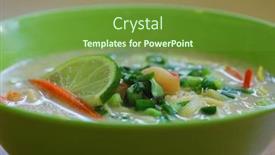  Presentation with thai food - Cool new slide deck with tum-kha-kai-thai-food backdrop and a tawny brown colored foreground