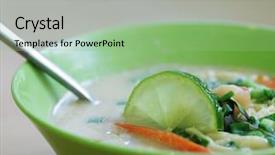  Presentation with thai food - Audience pleasing slides consisting of tum-kha-kai-thai-food backdrop and a seafoam green colored foreground