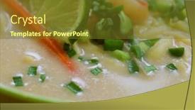  Presentation with thai food - PPT layouts featuring tum-kha-kai-thai-food background and a tawny brown colored foreground