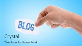  Presentation with blog - Audience pleasing slide deck consisting of paper with blue background backdrop and a light blue colored foreground