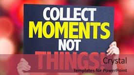  Presentation with zumba card bokeh - Colorful PPT layouts enhanced with travel template - collect moments not things card backdrop and a red colored foreground