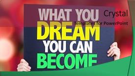  Presentation with zumba card bokeh - PPT theme consisting of inspirational quotes - what you dream you can background and a violet colored foreground