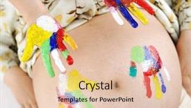  Presentation with colorful hands - Amazing theme having tummy of pregnant woman backdrop and a  colored foreground