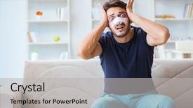  Presentation with trauma and plastic surgery - Cool new slides with tumor cell - young man recovering healing backdrop and a  colored foreground