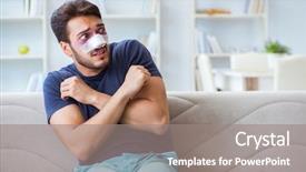  Presentation with trauma and plastic surgery - Slide deck enhanced with tumor cell - young man recovering healing background and a  colored foreground