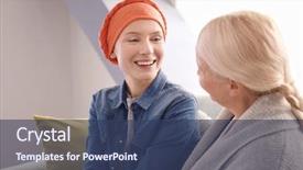  Presentation with cancer - Audience pleasing presentation theme consisting of tumour - mature woman visiting her daughter backdrop and a ocean colored foreground