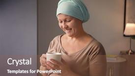  Presentation with cancer - Slides consisting of tumour - mature woman with cancer drinking background and a  colored foreground