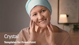  Presentation with cancer - Colorful theme enhanced with tumour - mature woman with cancer backdrop and a  colored foreground