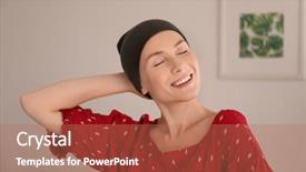  Presentation with cancer pele - PPT theme consisting of tumour - young woman with cancer background and a coral colored foreground