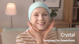  Presentation with tumor cancer cells - Audience pleasing theme consisting of tumour - young woman with cancer backdrop and a  colored foreground