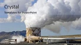  Presentation with water well - Audience pleasing PPT theme consisting of tumultuous steam vents of a 1600m deep well used to supply iceland's capital reykjavik of geothermic hot water backdrop and a light blue colored foreground