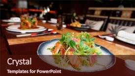  Presentation with tuna - Amazing slide set having tuna and salmon on restaurant backdrop and a wine colored foreground